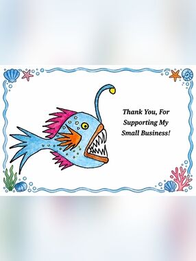 Handmade Original Art Work by Seller " Deep Sea Fish " Business Thank Yo…